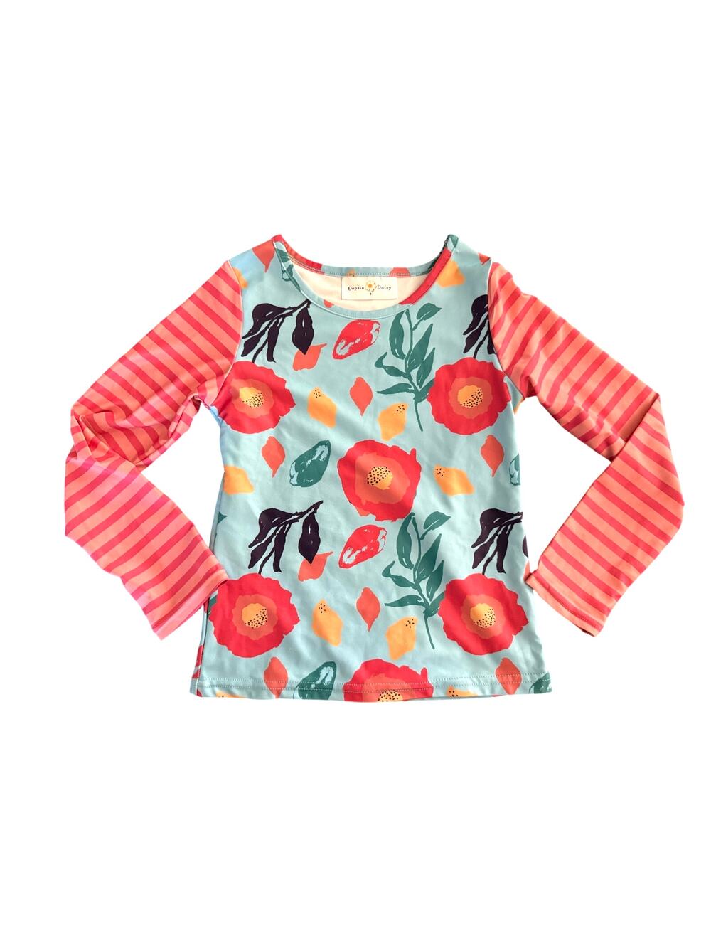Oopsie Daisy Girls Floral and Stripe Rash Guard Shirt Size 7